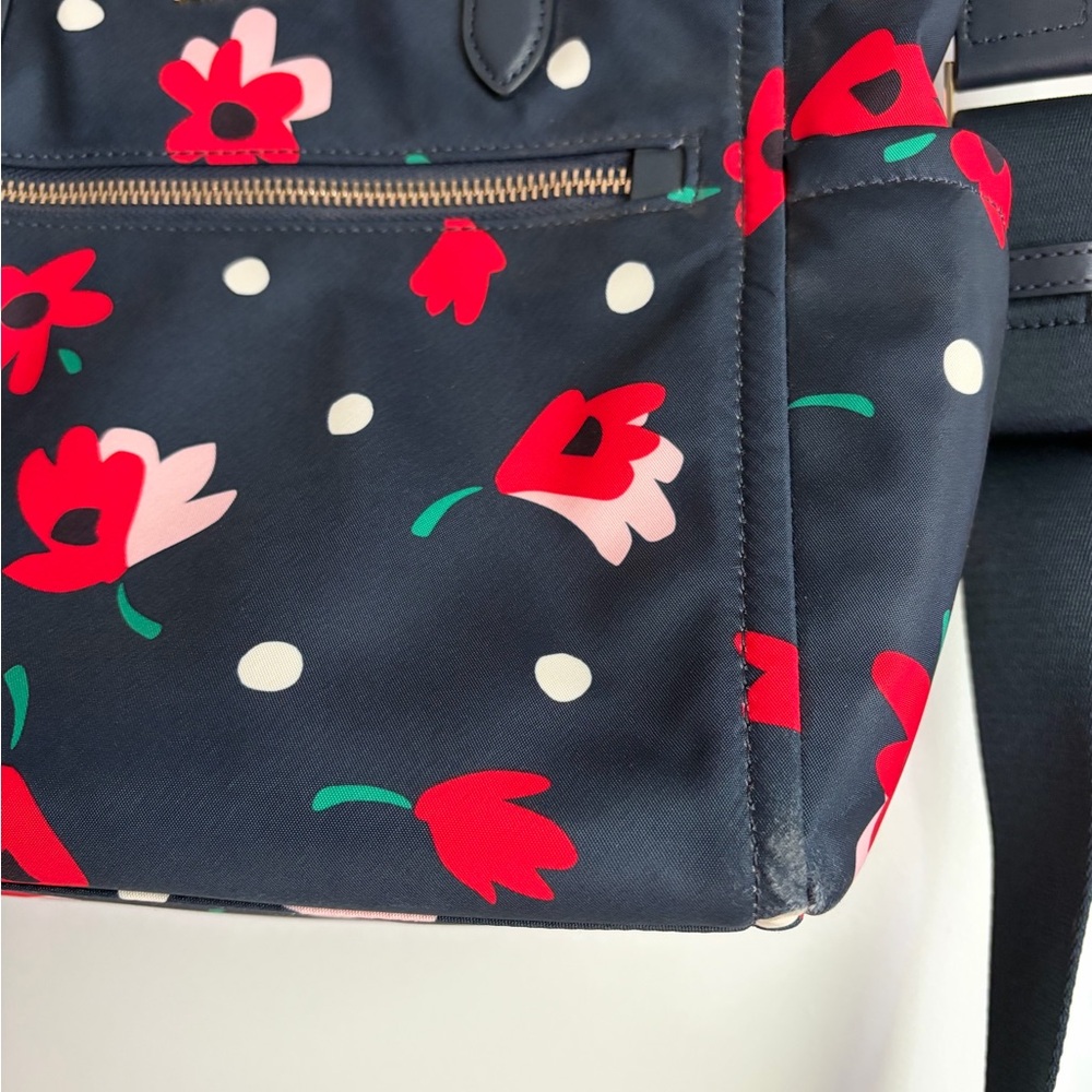 kate spade Chelsea Whimsy Navy Floral Tote with Red & Pink Flowers - Picture 7 of 8